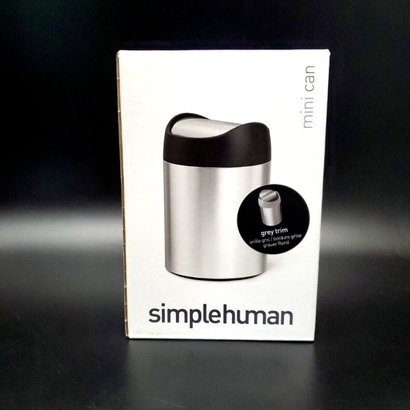Simplehuman 1.5 Liter / 0.4 Gallon Mini Countertop Trash Can, Brushed Stainless - Picture 1 of 12